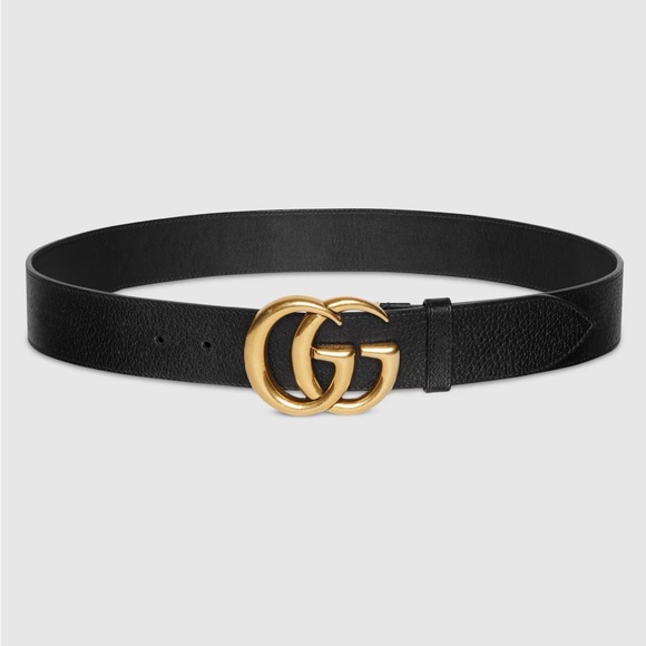 Gucci Black Belt with Gold GG Buckle